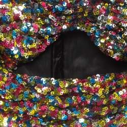 Pre Owned The Attico Multicolor Sequined Strapless Crop Top S
