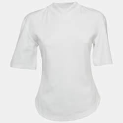 Pre Owned The Attico White Cotton Knit V-Neck T-Shirt S