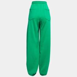 Pre Owned The Attico Green Logo Textured Knit Wide-Leg Sweatpants M