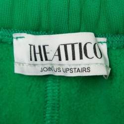 Pre Owned The Attico Green Logo Textured Knit Wide-Leg Sweatpants M