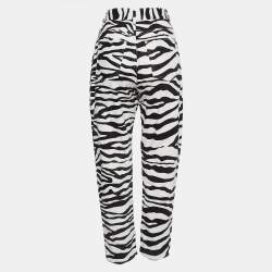 Pre Owned The Attico White Zebra Print Denim Jeans M Waist 28"