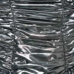 Pre Owned The Attico Silver Lame Ruched Strapless Mini Dress S