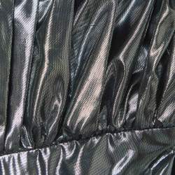 Pre Owned The Attico Silver Lame Ruched Strapless Mini Dress S