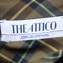 Pre Owned The Attico Military Green Checked & Pleated Margot Mini Dress S