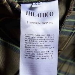 Pre Owned The Attico Military Green Checked & Pleated Margot Mini Dress S