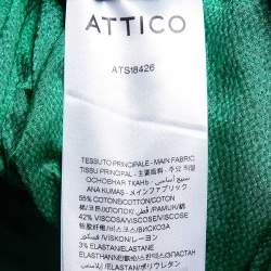 Pre Owned The Attico Green Cotton Blend Frilled One Shoulder Dress M 