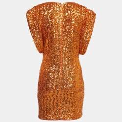 Pre Owned The Attico Orange Sequin Mini Dress L