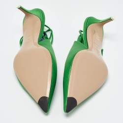 Pre Owned The Attico Green Satin Venus Ankle Wrap Pumps Size 39