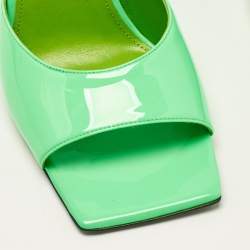 The Attico Neon Green Patent Leather Devon Slide Sandals Size 39