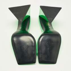 The Attico Neon Green Patent Leather Devon Slide Sandals Size 39