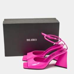 The Attico Pink Leather Ankle Strap Sandals Size 40