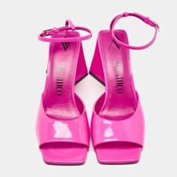 The Attico Pink Leather Ankle Strap Sandals Size 40