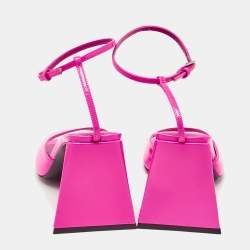 The Attico Pink Leather Ankle Strap Sandals Size 40