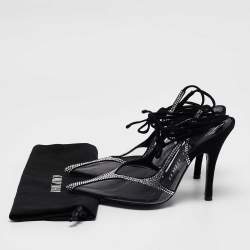 The Attico Transparent PVC and Suede Crystal Embellished Venus Pumps Size 38