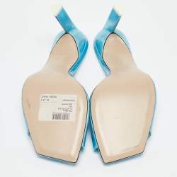 The Attico Blue Patent Leather Devon Slide Sandals Size 39.5