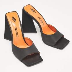 The Attico Black Fabric Devon Slide Sandals Size 40