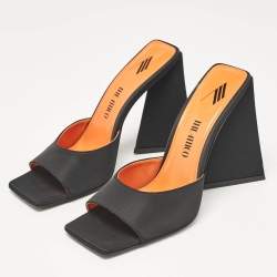 The Attico Black Fabric Devon Slide Sandals Size 40