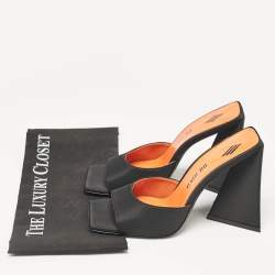 The Attico Black Fabric Devon Slide Sandals Size 40