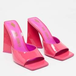 The Attico Fuchsia Pink Patent Leather Devon Slide Sandals Size 39