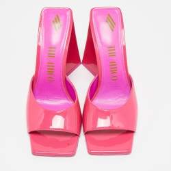 The Attico Fuchsia Pink Patent Leather Devon Slide Sandals Size 39