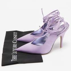 The Attico Purple Satin Venus Ankle Wrap Pumps Size 39