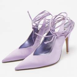 The Attico Purple Satin Venus Ankle Wrap Pumps Size 39