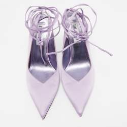 The Attico Purple Satin Venus Ankle Wrap Pumps Size 39