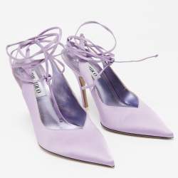 The Attico Purple Satin Venus Ankle Wrap Pumps Size 39