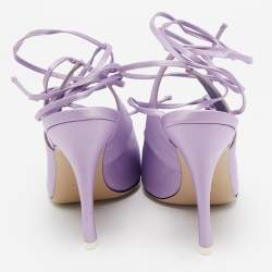 The Attico Purple Satin Venus Ankle Wrap Pumps Size 39