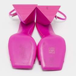 Pre Owned The Attico Fuchsia Satin Piper Ankle Strap Sandals Size 37