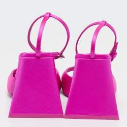 Pre Owned The Attico Fuchsia Satin Piper Ankle Strap Sandals Size 37