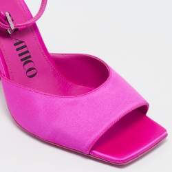 Pre Owned The Attico Fuchsia Satin Piper Ankle Strap Sandals Size 37