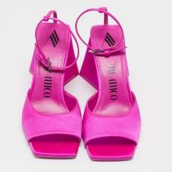 Pre Owned The Attico Fuchsia Satin Piper Ankle Strap Sandals Size 37