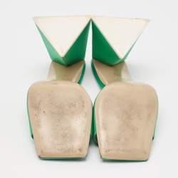 The Attico Green Satin Devon Slide Sandals Size 38