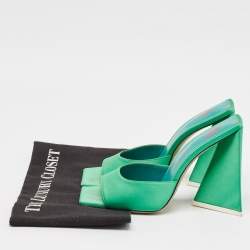 The Attico Green Satin Devon Slide Sandals Size 38