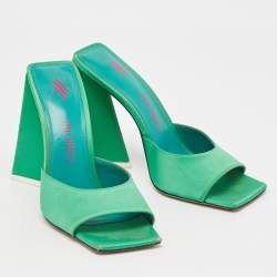 The Attico Green Satin Devon Slide Sandals Size 38