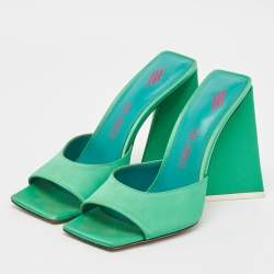 The Attico Green Satin Devon Slide Sandals Size 38