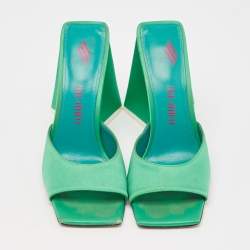 The Attico Green Satin Devon Slide Sandals Size 38