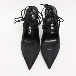 The Attico Black Satin Venus Ankle Wrap Pumps Size 41