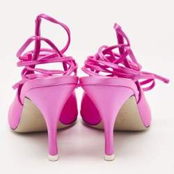 The Attico Pink Satin Venus Ankle Tie Pumps Size 38