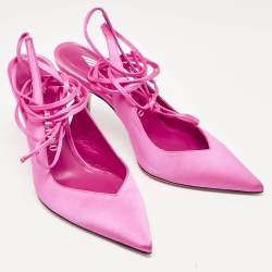 The Attico Pink Satin Venus Ankle Tie Pumps Size 38