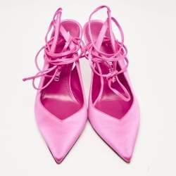 The Attico Pink Satin Venus Ankle Tie Pumps Size 38
