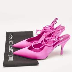 The Attico Pink Satin Venus Ankle Tie Pumps Size 38