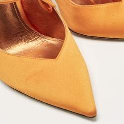 The Attico Orange Satin Venus Ankle Tie Pumps Size 36