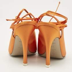 The Attico Orange Satin Venus Ankle Tie Pumps Size 36