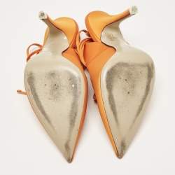 The Attico Orange Satin Venus Ankle Tie Pumps Size 36