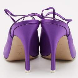 Pre Owned The Attico Purple Satin Venus Ankle Wrap Pumps Size 41