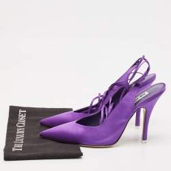 Pre Owned The Attico Purple Satin Venus Ankle Wrap Pumps Size 41