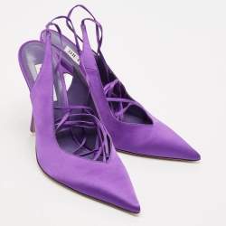 Pre Owned The Attico Purple Satin Venus Ankle Wrap Pumps Size 41