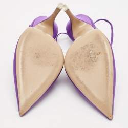 Pre Owned The Attico Purple Satin Venus Ankle Wrap Pumps Size 41